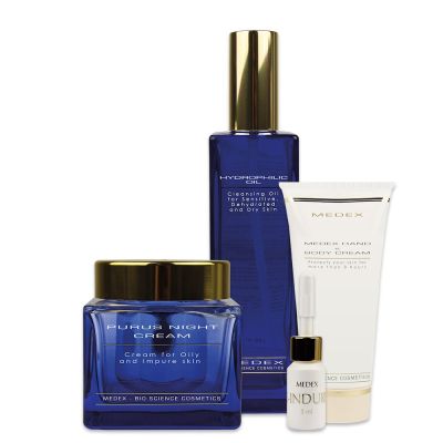 MEDEX - Bio Science Cosmetics Hydrophilic oil & Purus Night Creame & medex Hand & Body Cream & Re-indures Ampullen